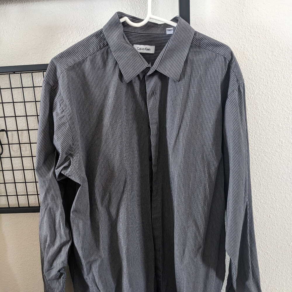 Men's Calvin Klein Dress Shirt Black and Grey